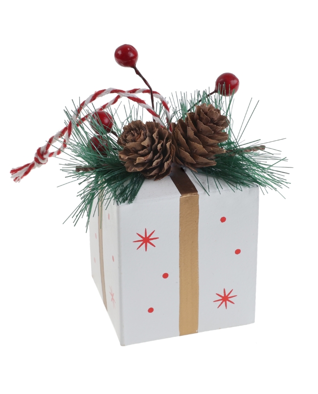 Adorno Regalo Piña Blanco 5.5X5.5X9cm Metal/Madera/Plastico ***OFERTA DTO NO ACUMULABLE