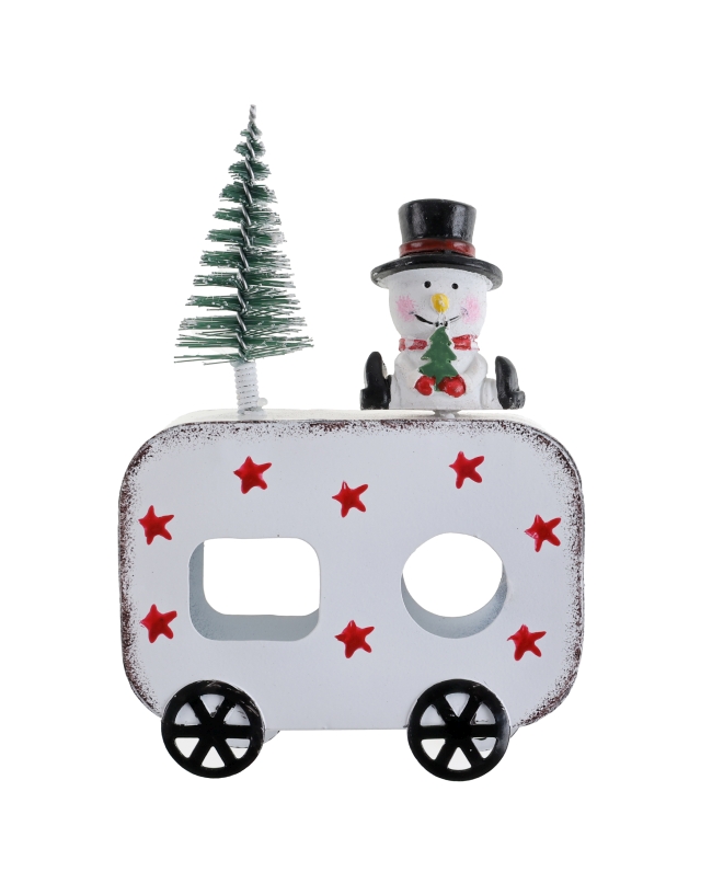 Adorno Vagon Navidad Blanco 9X3X13cm Metal/Plastico/Resina ***OFERTA DTO NO ACUMULABLE