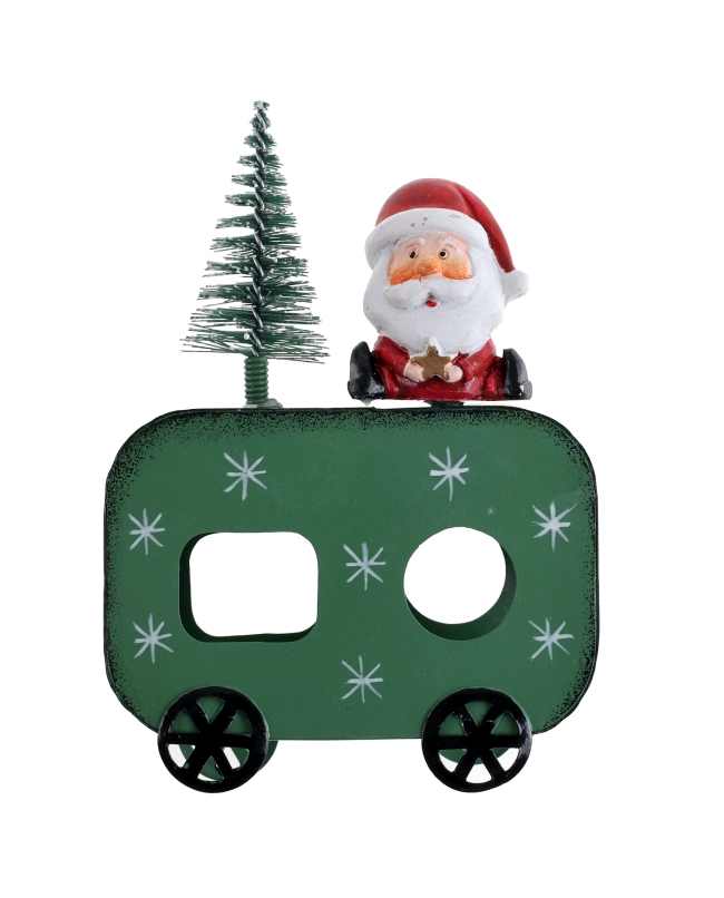 Adorno Vagon Navidad Verde Abeto 9X3X13cm Metal/Plastico/Resina ***OFERTA DTO NO ACUMULABLE