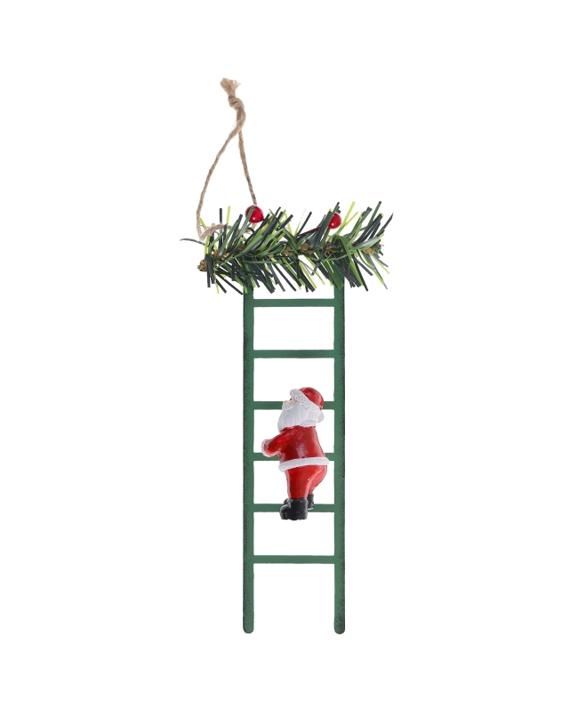 Adorno Escalera Papa Noel Verde Abeto 9X2.5X19cm Metal/Plastico/Resina ***OFERTA DTO NO ACUMULABLE
