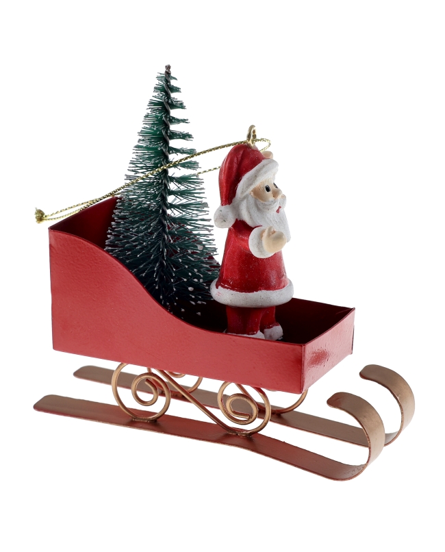 Adorno Trineo Papa Noel Rojo 9.5X3.5X9cm Metal/Plastico ***OFERTA DTO NO ACUMULABLE