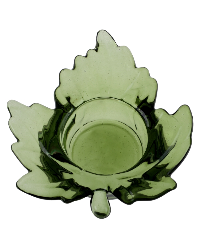 Portavelas Hoja Verde 9.5X10X3.5cm Vidrio ***OFERTA DTO NO ACUMULABLE