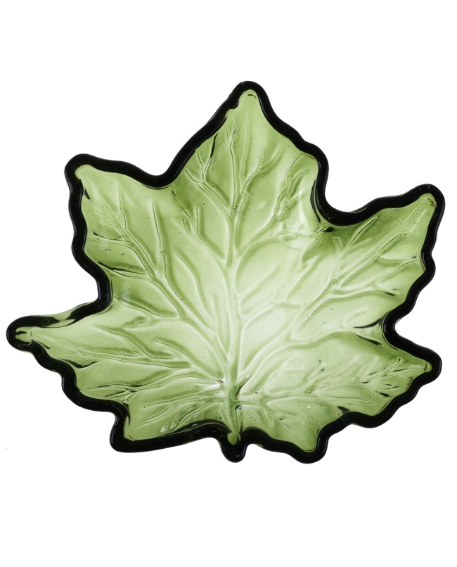 Cuenco Forma Hoja Grd. Verde 14X12X2cm Vidrio ***OFERTA DTO NO ACUMULABLE