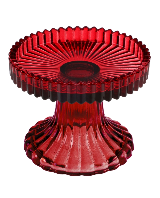 Portavelas Base Bandeja Rojo 9.5X7.5cm Vidrio ***OFERTA DTO NO ACUMULABLE