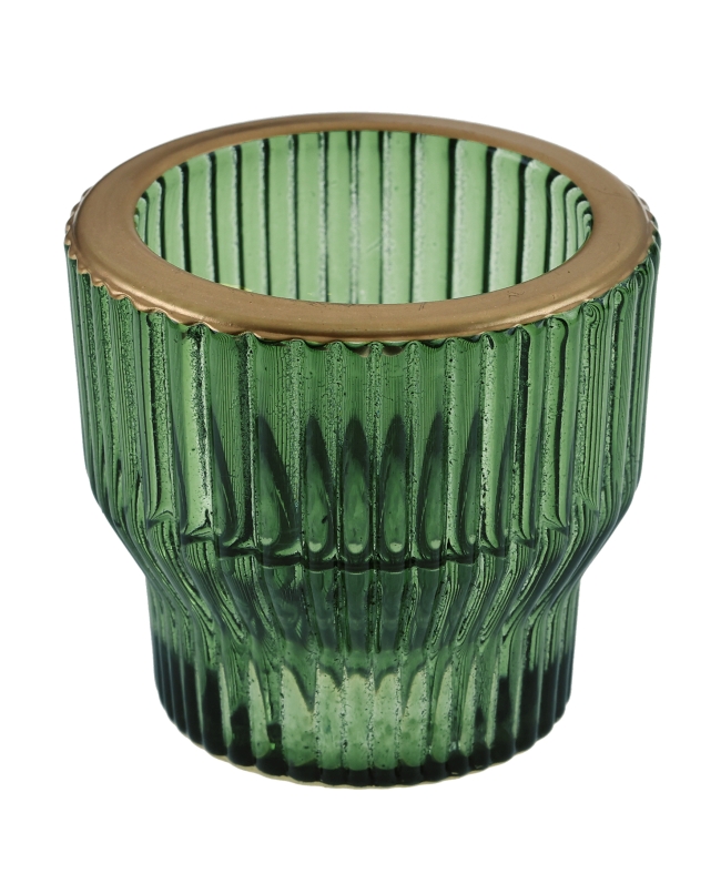 Portavelas Reversible Conico Verde Abeto 5.5X5cm Vidrio ***OFERTA DTO NO ACUMULABLE