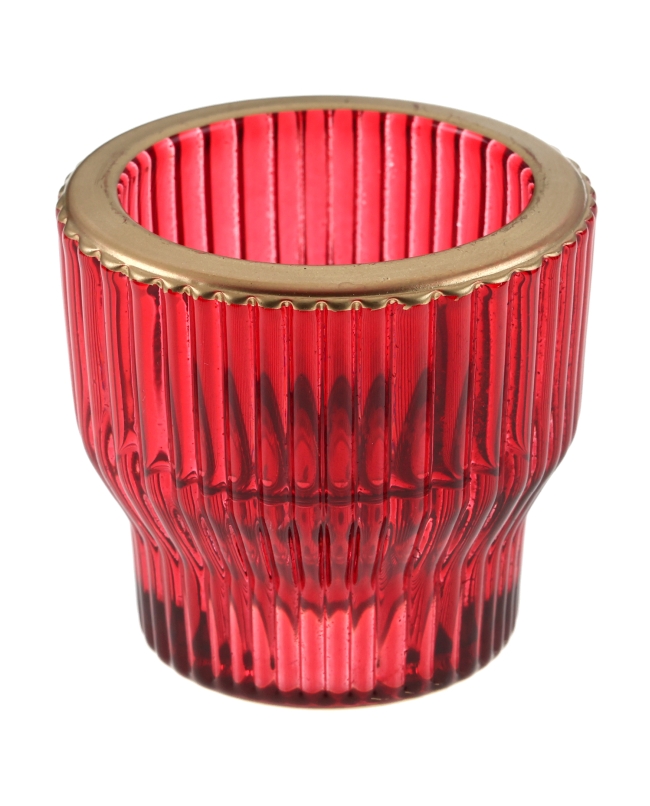 Portavelas Reversible Conico Rojo 5.5X5cm Vidrio ***OFERTA DTO NO ACUMULABLE
