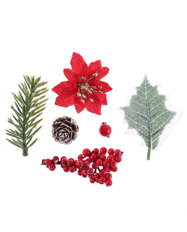 Surtido Piñas Y Acebo 5X6,3.6X6&6X2cm Madera/Plastico ***OFERTA DTO NO ACUMULABLE