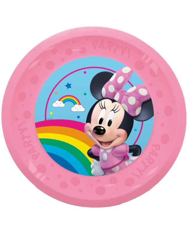 Plato Plastico Reutilizable 21cm Minnie Arcoiris