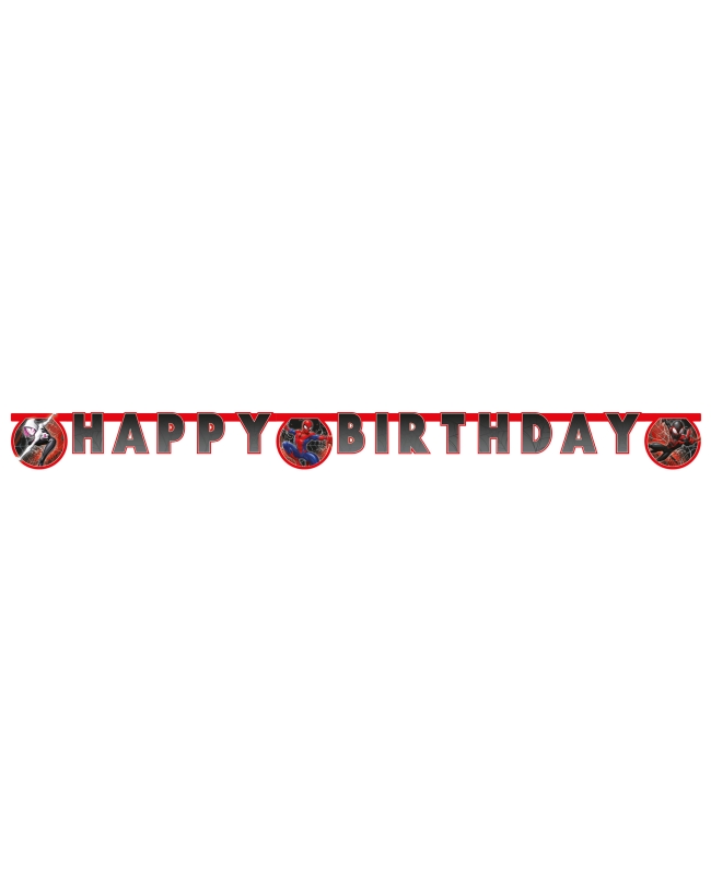 Guirnalda Happy Bday Spiderman Telaraña Papel Fsc