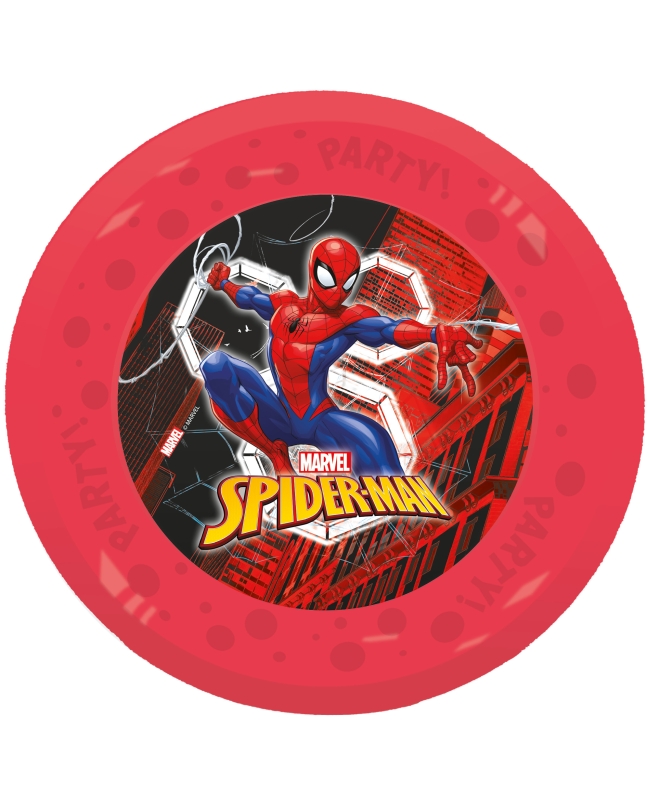 Plato Plastico Reutilizable 21cm Spiderman Telaraña