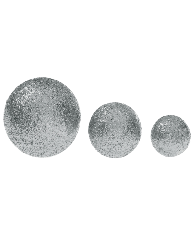 Bolas Purpurina Plata 3.5,4.5&6.5cm Poliestireno ***OFERTA DTO NO ACUMULABLE