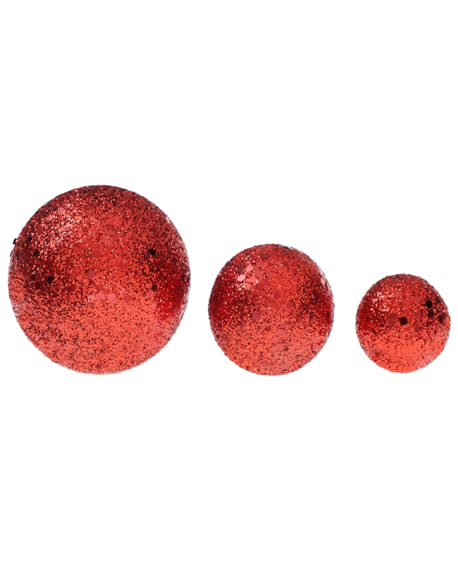 Bolas Purpurina Rojo 3.5,4.5&6.5cm Poliestireno ***OFERTA DTO NO ACUMULABLE