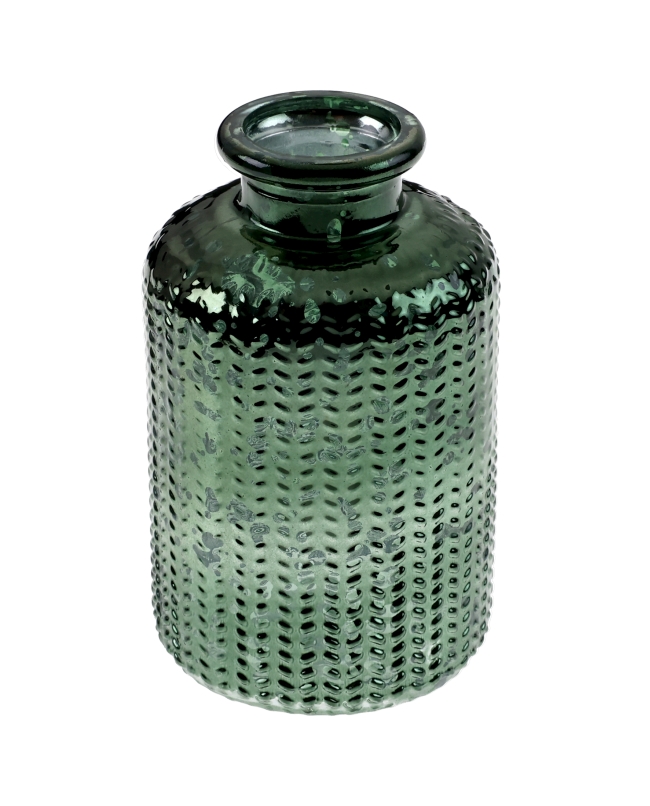 Florero Botella Brillante Verde Abeto 6X10cm Vidrio ***OFERTA DTO NO ACUMULABLE