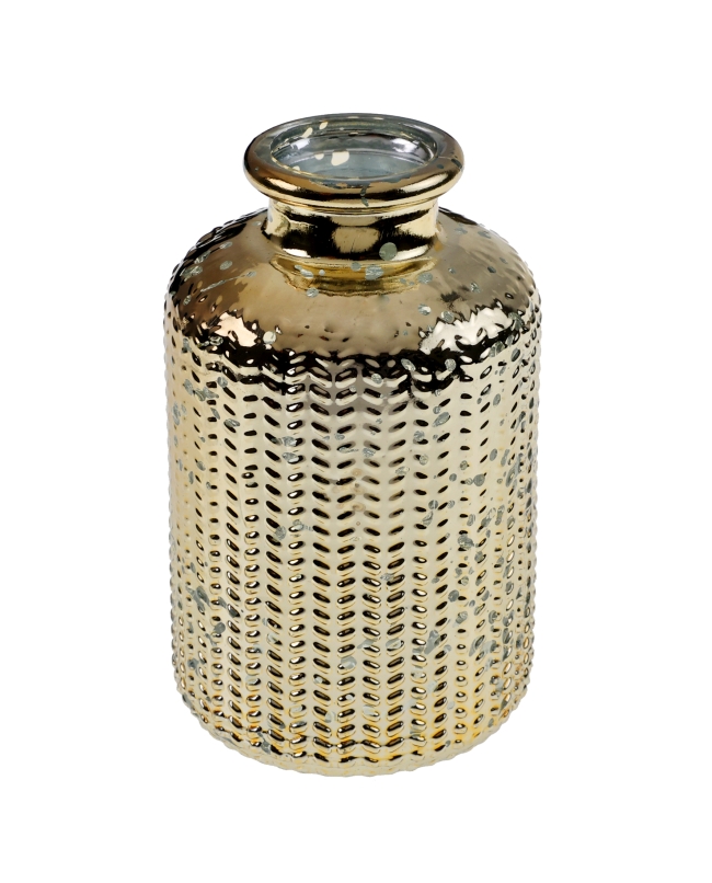Florero Botella Brillante Oro 6X10cm Vidrio ***OFERTA DTO NO ACUMULABLE
