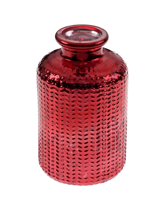Florero Botella Brillante Rojo 6X10cm Vidrio ***OFERTA DTO NO ACUMULABLE