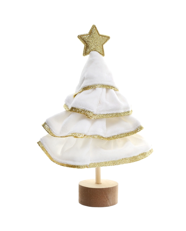 Arbol Navidad Purpurina Blanco 7X12cm Poliester/Madera/Poliestireno ***OFERTA DTO NO ACUMULABLE