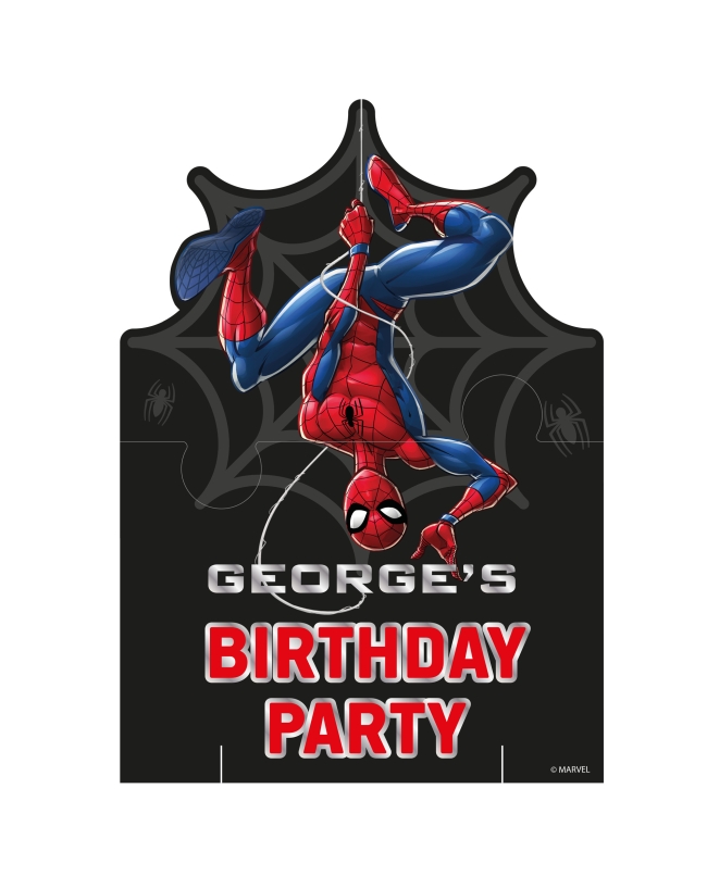 Cartel Spiderman Persnalizable 42 X 30cm, 2 Figuras 34 X 30cm + Pegatinas