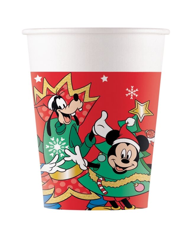 Vasos Papel 200ml Mickey Xmas Fsc