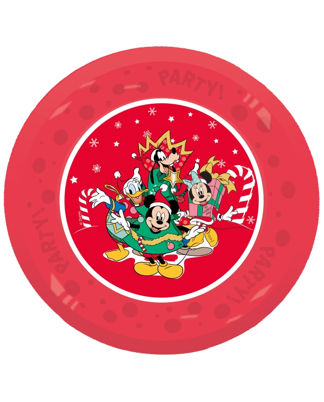 Plato Plastico Reutilizable 21cm Mickey Xmas