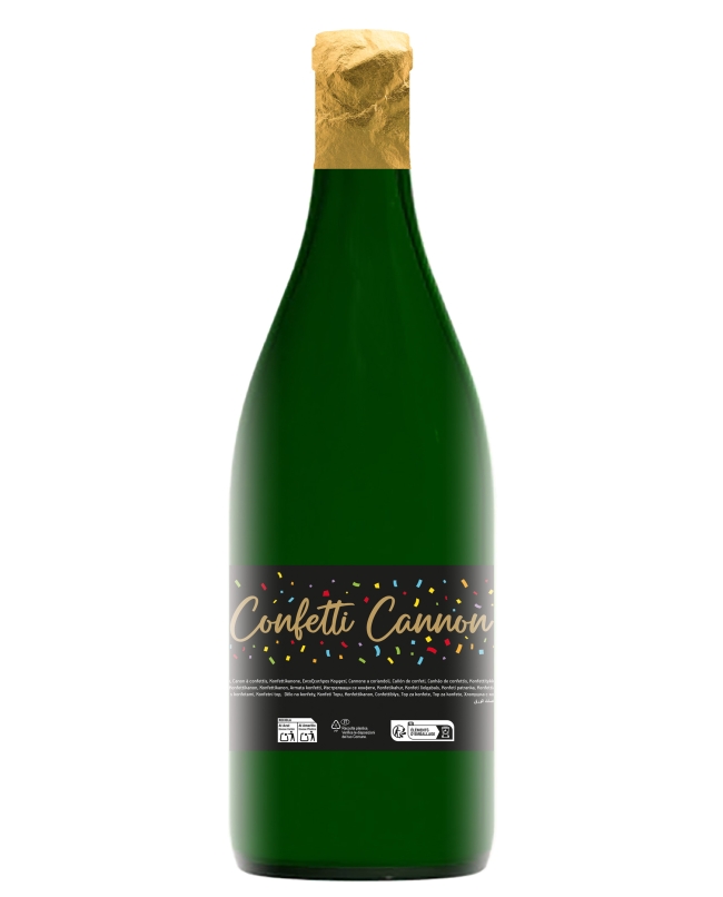 Cañon Confeti Colores Botella 28cm 