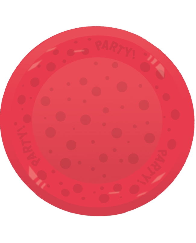 Plato Plastico Reutilizable 21cm Semitransp. Rojo