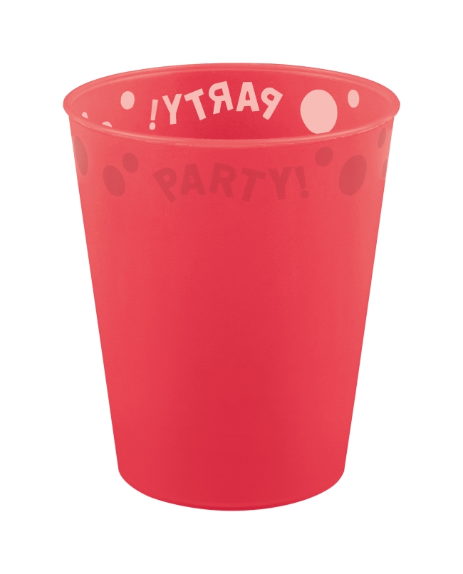 Vaso Plastico Reutilizable 250ml Semitransp. Rojo(4Und)
