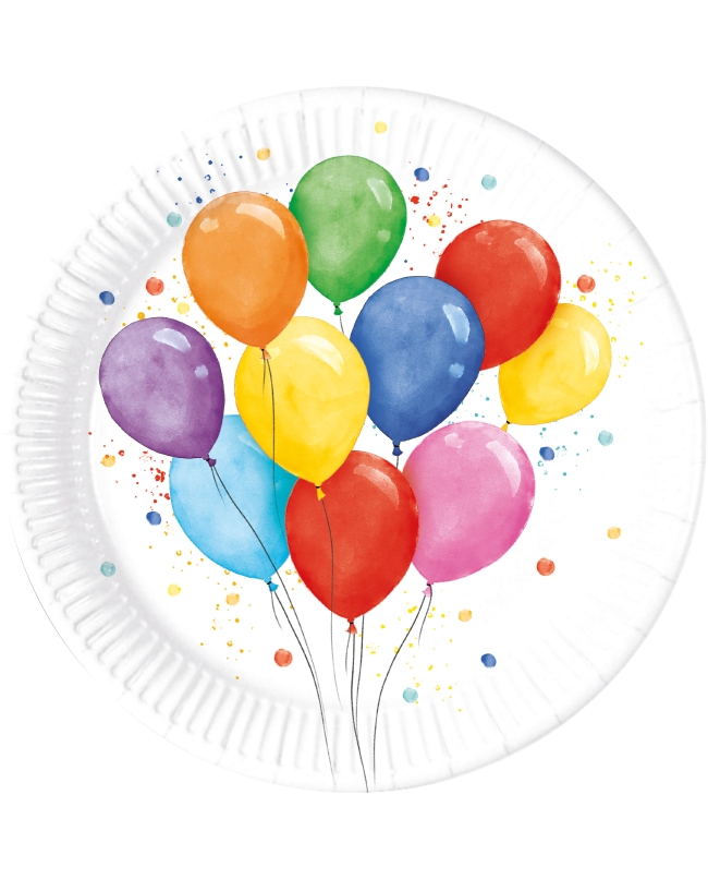 Platos 23cm Globos Colores Fsc