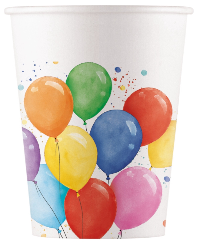 Vasos Papel 200ml Globos Colores Fsc