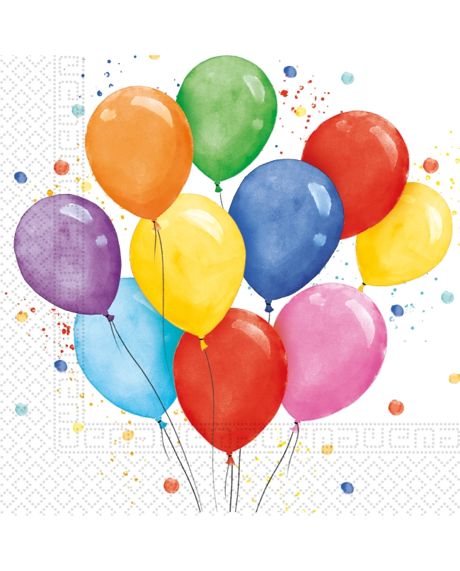 Servilletas 33 X 33cm Globos Colores Fsc 2Pli