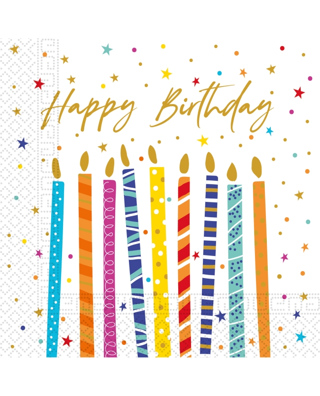 Servilletas 33 X 33cm Happy Bday Velas Fsc 2Pli