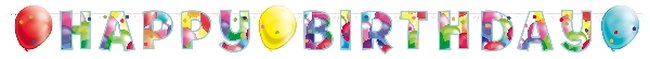 Banderin Letras Happy Bday Globos 174X13cm