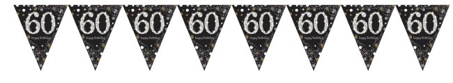 Banner Banderines Metalizado Prismático Celebración Sparkling edad 60 4m