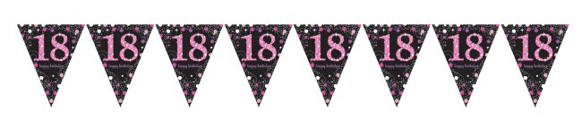 Banderín rosa de papel de aluminio refractivo celebración 18 cumpleaños-4m
