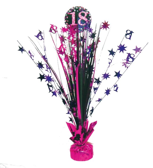Centro de mesa de celebración de color de rosa de 18 años - 46cm