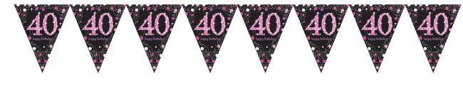 Banderín Celebración Rosa Prismático Metalizado Edad 40 - 4m