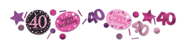 Confeti de fiesta de 40 años de color rosa - 34g