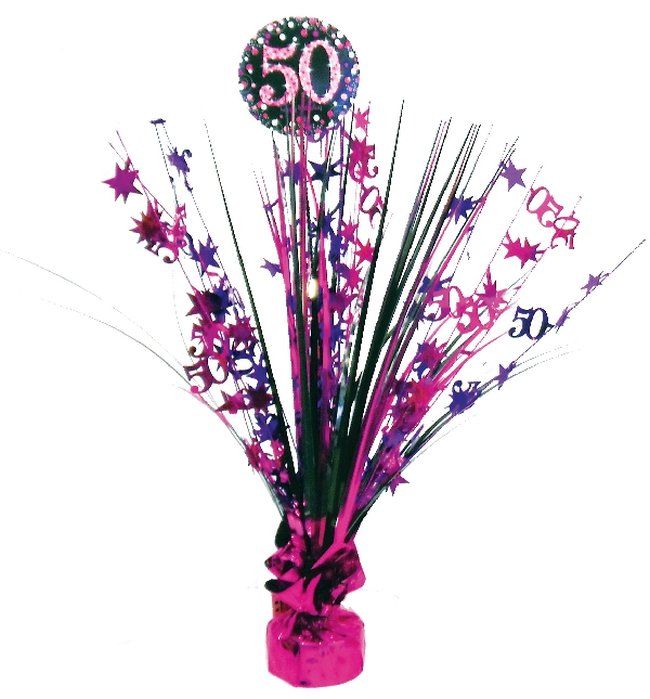 Centro de mesa para fiesta de 50 años de color rosa - 46cm