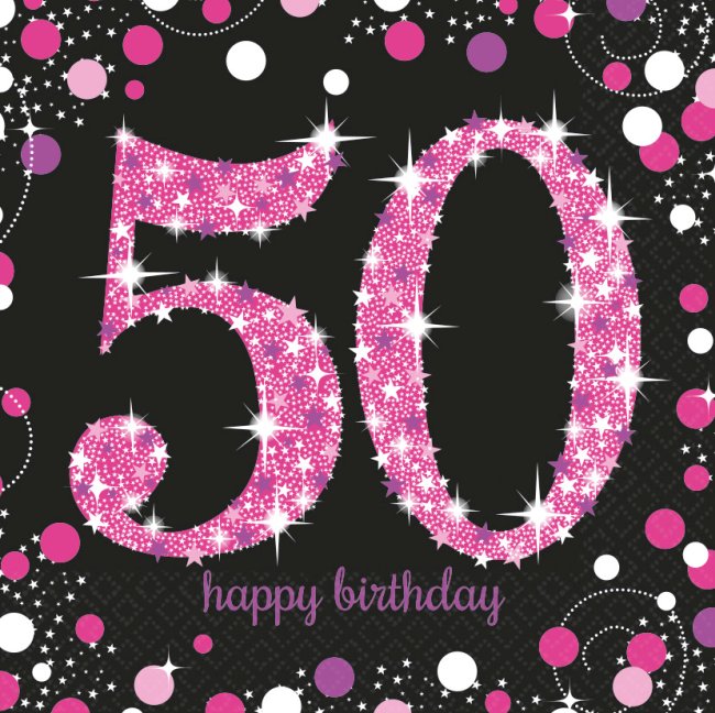 Servilletas para fiesta de 50 años de color rosa - 33cm
