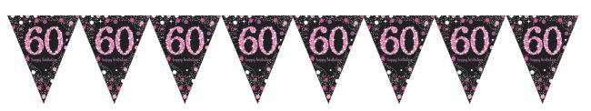 Banner Banderines Metalizado Prismático Celebración Rosa edad 60 4m
