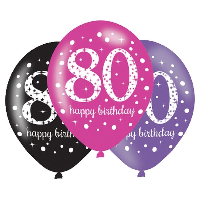 Globos de Cumpleaños 80 Mix Celebración Spakling Rosa - Látex 28cm