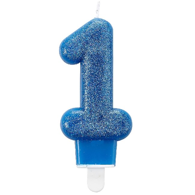 Vela 1er Cumpleaños - Purpurina Azul 7,5cm
