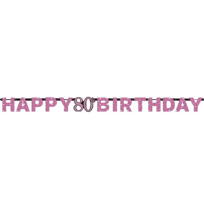 Banner Pancarta Happy Birthday letras prismáticas Celebración Sparkling Rosa - 2m