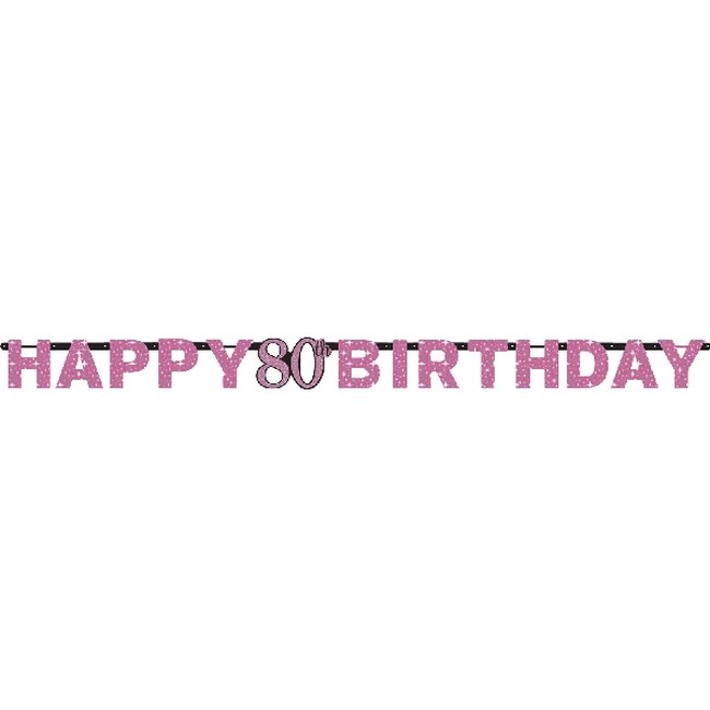 Banner Pancarta Happy Birthday letras prismáticas Celebración Sparkling Rosa - 2m