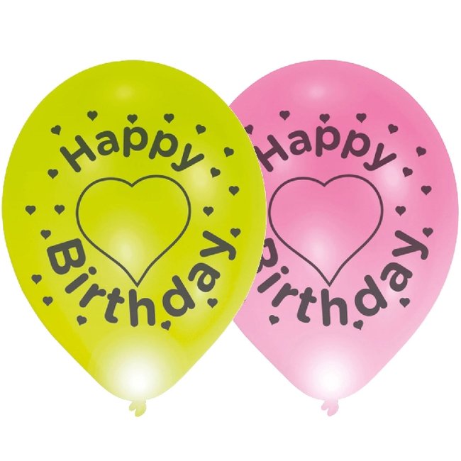 Globos LED Happy Birthday Hearts Latex Balloons 11''/27cm 