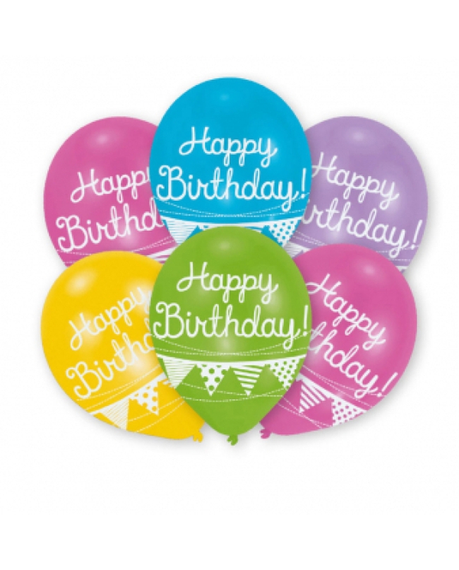 Globos Latex 27,5cm H.Bday Banderin