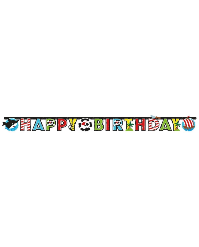 Banderin Letras Happy Bday Pirata 180X15cm 