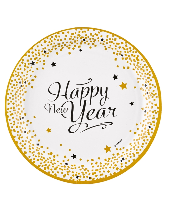 Platos 23cm Golden Wishes: Happy New Year