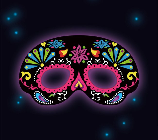 Antifaz luminoso ornamental de color negro - 19cm