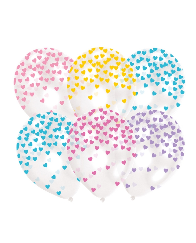 Globos Latex 27,5cm Confeti Corazones Pastel Surtido