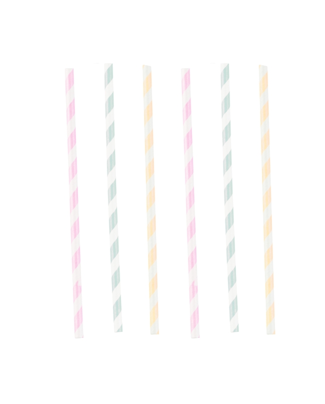 Pajitas Papel Happy Bday Pastel 19,7cm